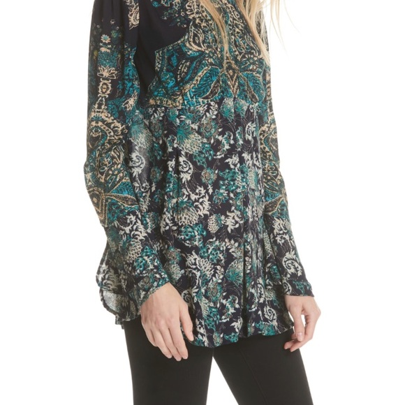 Free People Bohemian Blue Green Tunic Dress - Picture 5 of 7